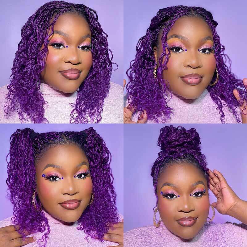 QVR New Purple Color Afro Kinky Bulk Human Hair For Braiding DreadLock