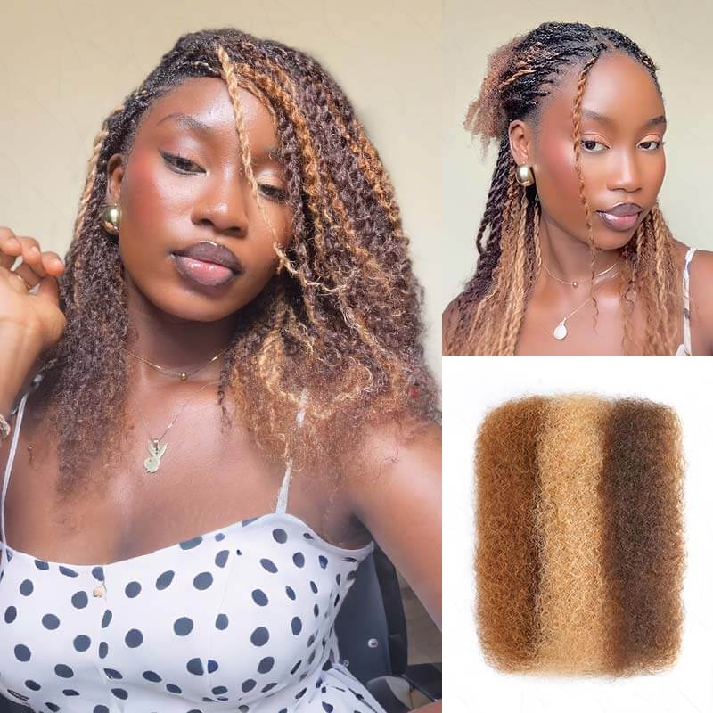 #27/30 Afro Kinky Bulk Mixed Color Human Hair for Braiding DreadLock
