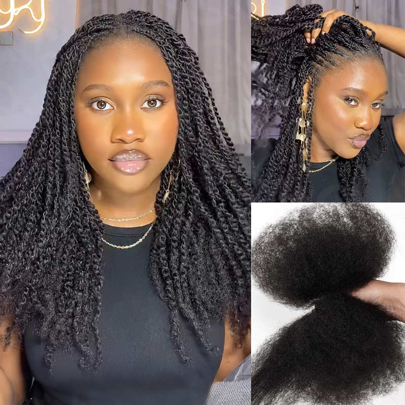 Type 4C Afro Kinky Bulk Braiding Human Hair Extensions For Black Women