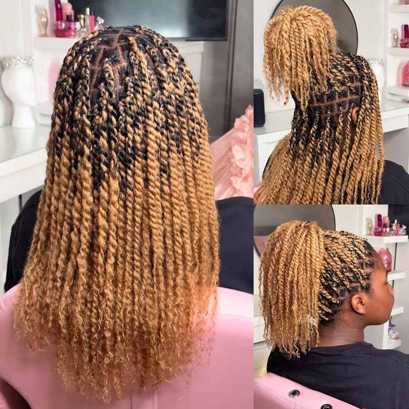 #613 Blonde Color Afro kinky Bulk Human Hair for Braiding & Twists