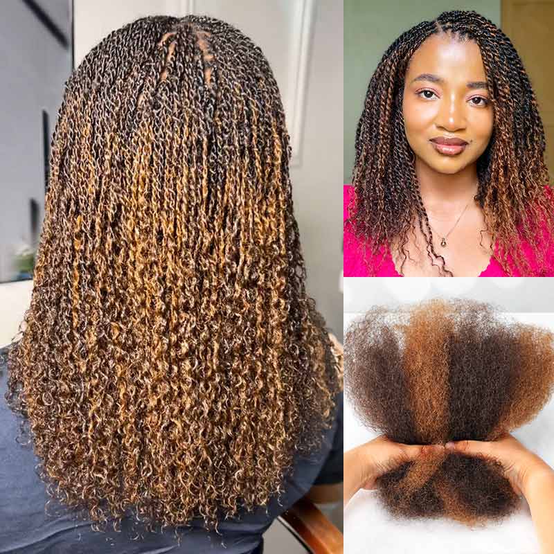 Natural Black Afro kinky Bulk Hair Extensions For Braiding Dreadlock Human Hair