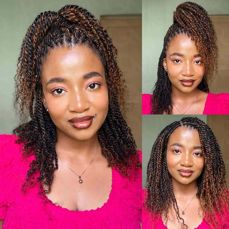 Ombre Brown #T1B/4 Afro kinky Bulk Human Hair for Braiding & Twists