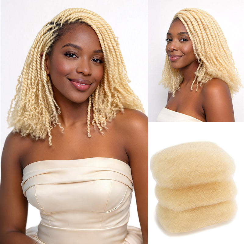 #613 Blonde Color Afro kinky Bulk Human Hair for Braiding & Twists
