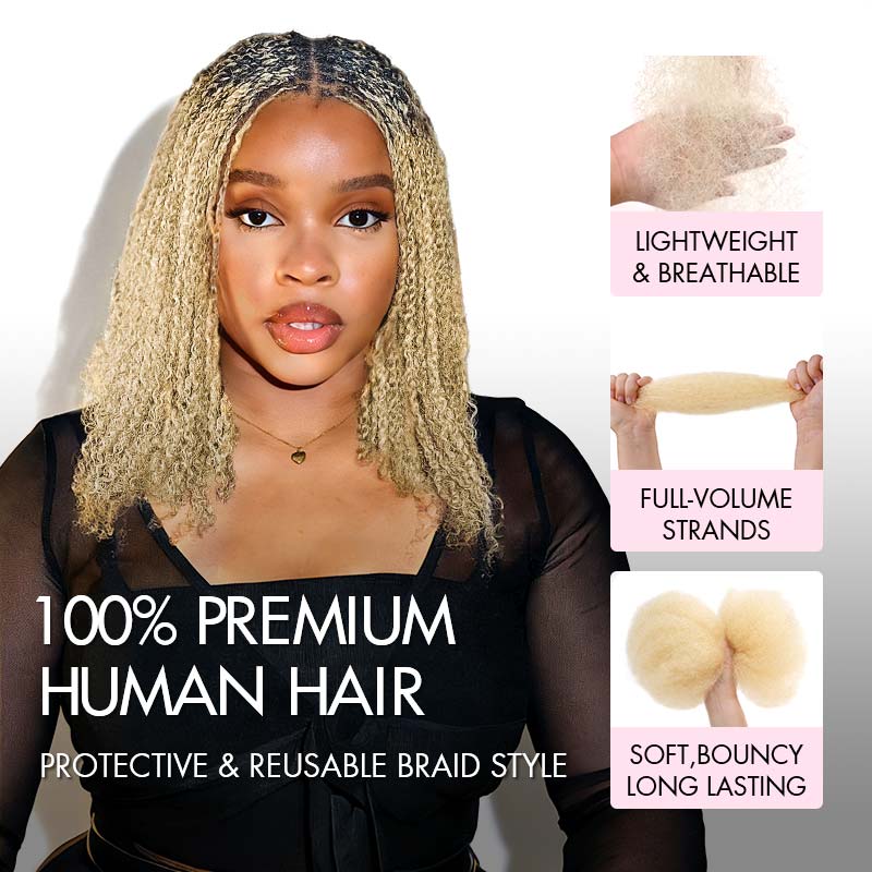 #613 Blonde Color Afro kinky Bulk Human Hair for Braiding & Twists