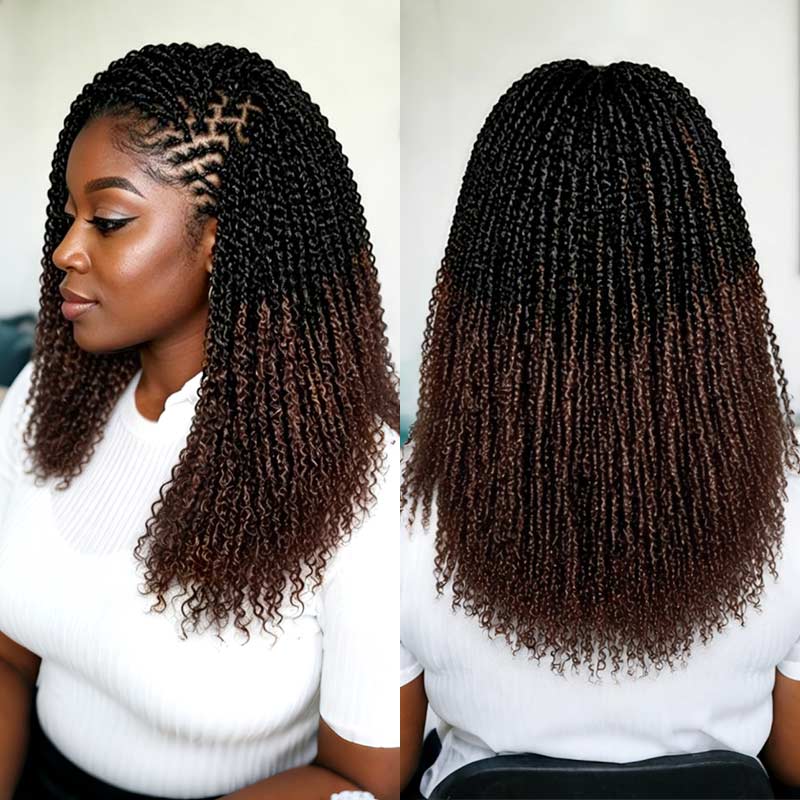 Ombre Brown #T1B/4 Afro kinky Bulk Human Hair for Braiding & Twists