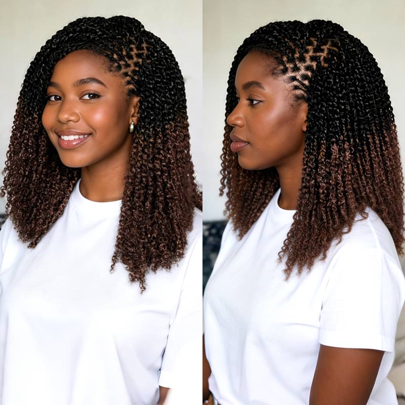 Ombre Brown #T1B/4 Afro kinky Bulk Human Hair for Braiding & Twists