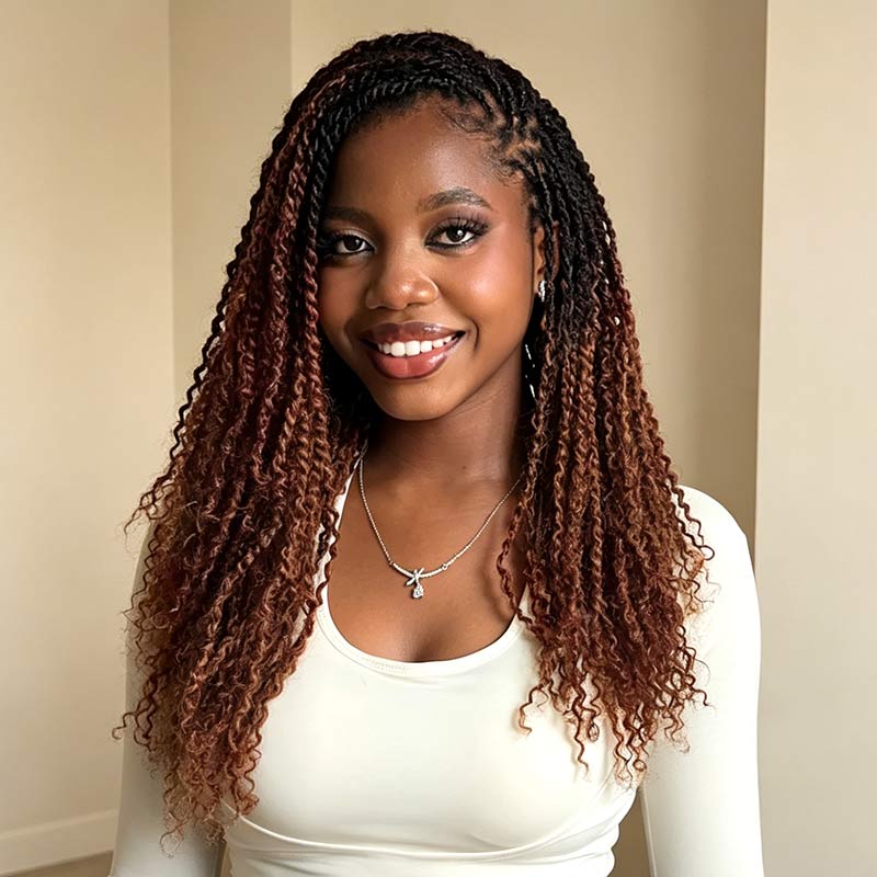 Ombre Brown #T1B/30 Afro kinky Bulk Human Hair for Braiding & Twists