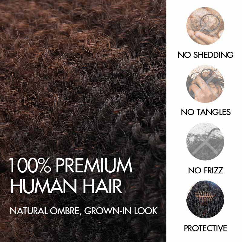 Ombre Brown #T1B/4 Afro kinky Bulk Human Hair for Braiding & Twists