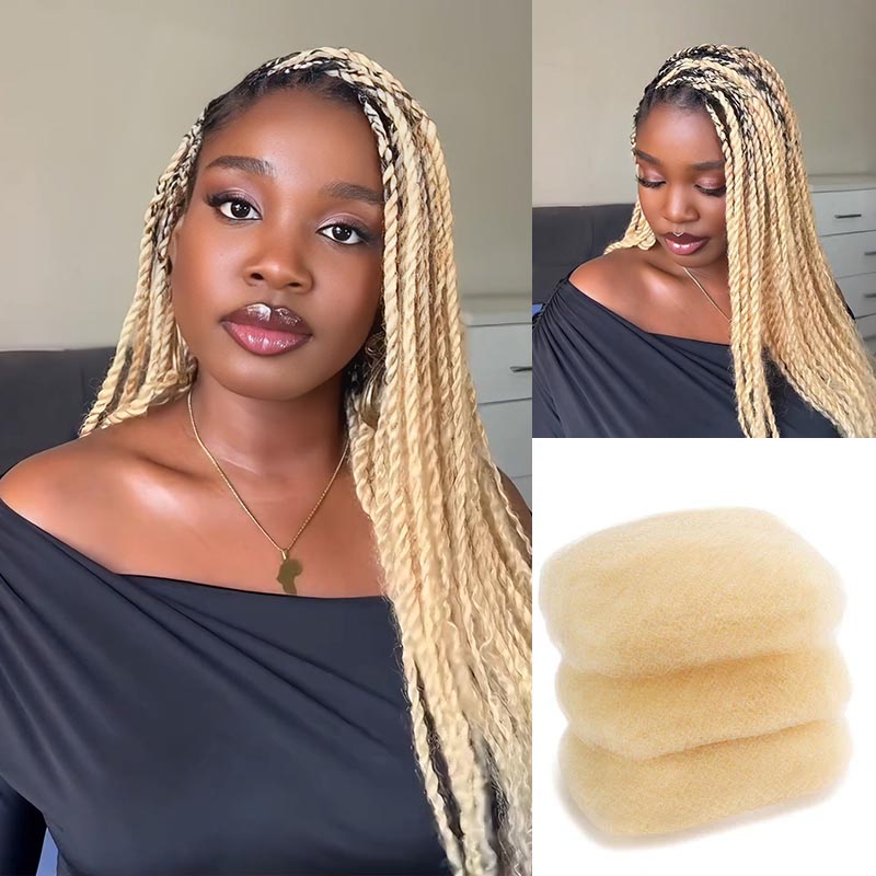 #613 Blonde Color Afro kinky Bulk Human Hair for Braiding & Twists