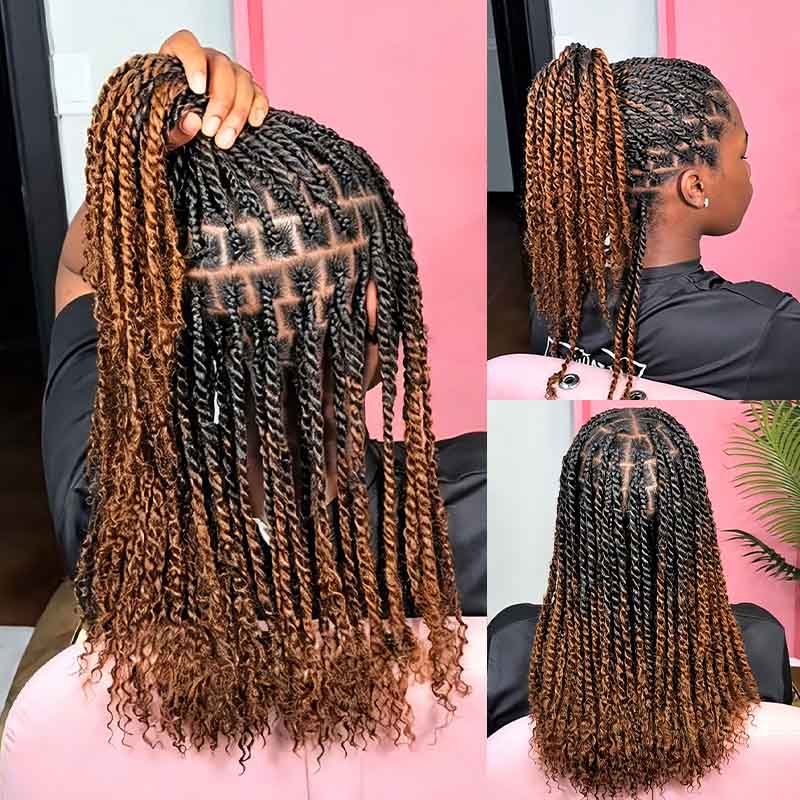 Ombre Brown #T1B/30 Afro kinky Bulk Human Hair for Braiding & Twists