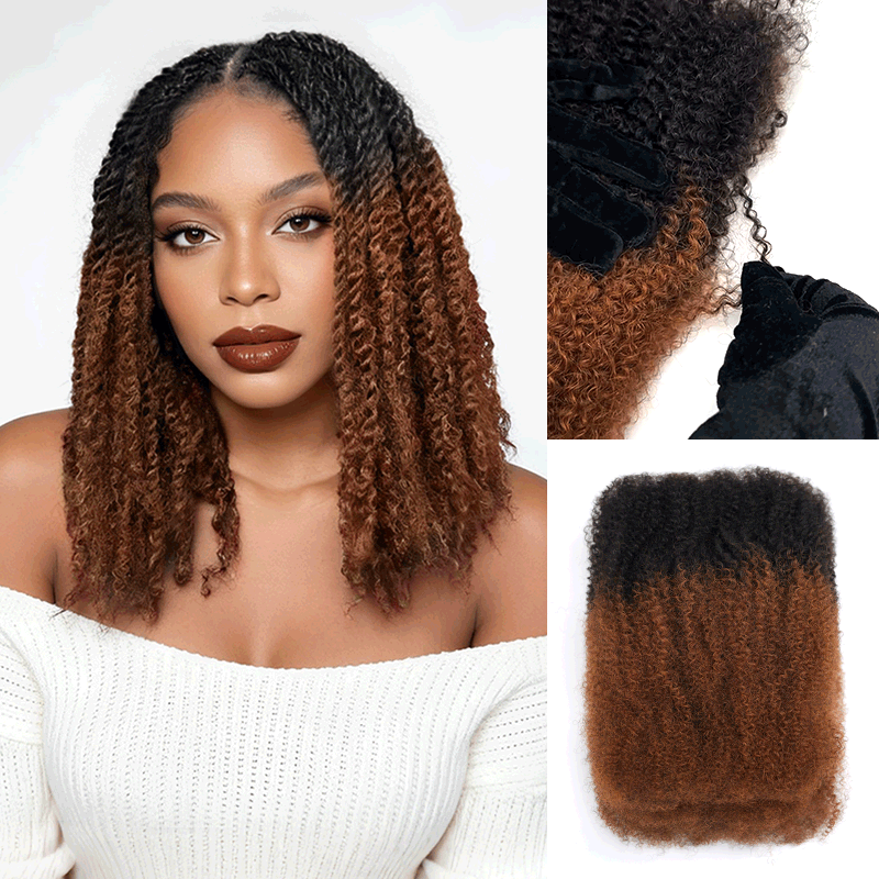 Ombre Brown #T1B/30 Afro kinky Bulk Human Hair for Braiding & Twists
