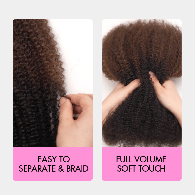 Ombre Brown #T1B/4 Afro kinky Bulk Human Hair for Braiding & Twists