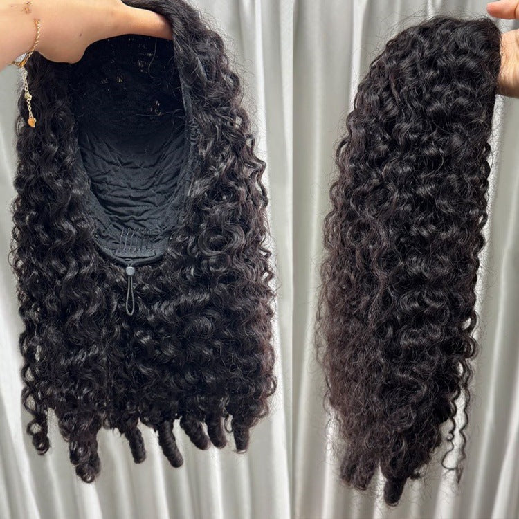 Machine half wig 3N1 Burmese curly 机制半头套缅甸曲三合一