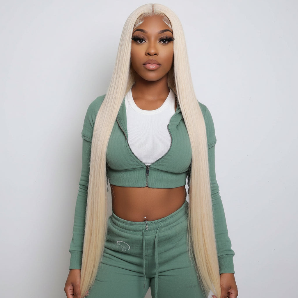 613# Blonde  Human Hair Wigs 13*4 big HD frontal transparent