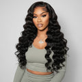 HD transparent lace Loose deep wave human hair wig欧美现货