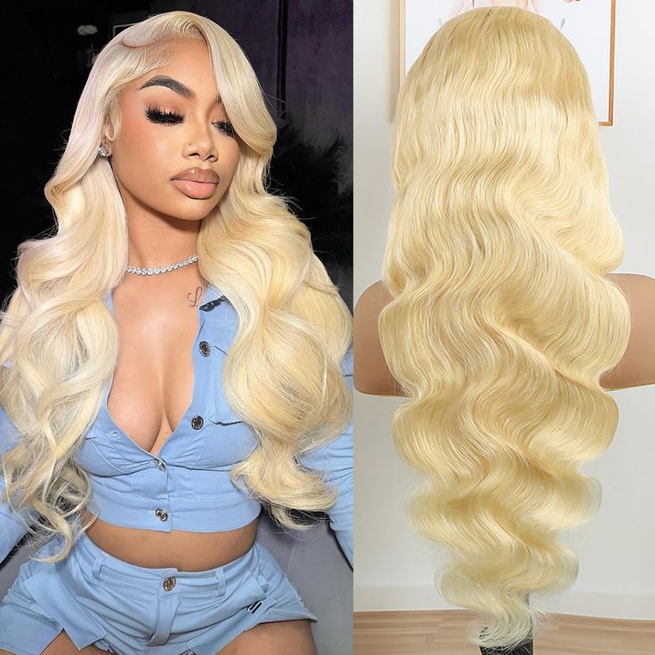 真人发头套613body  wave13*4 golden human hair wig金色大蕾丝