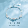Three Lives Three Worlds Multi-Layer Bracelet for Women S990 Sterling Silver Popular Accessible Luxury Niche Design High-End Hand Jewelry New Trend