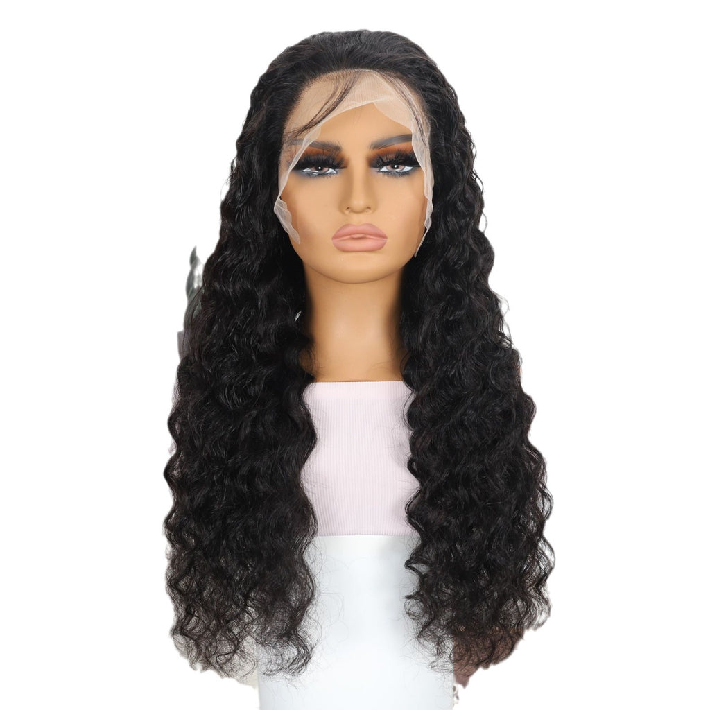 HD transparent lace Loose deep wave human hair wig欧美现货