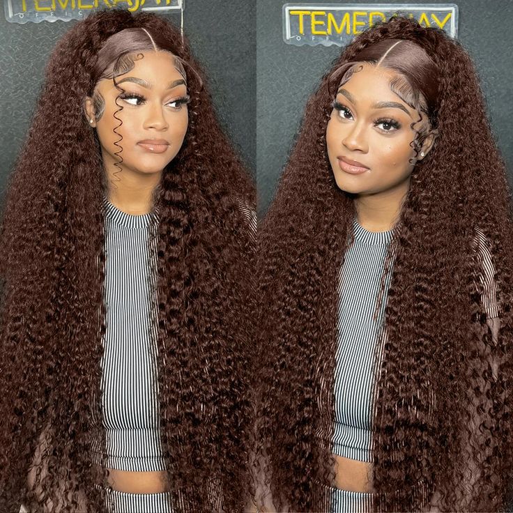 13*4 HD  lace Hot chocolate brown color human hair wig trans