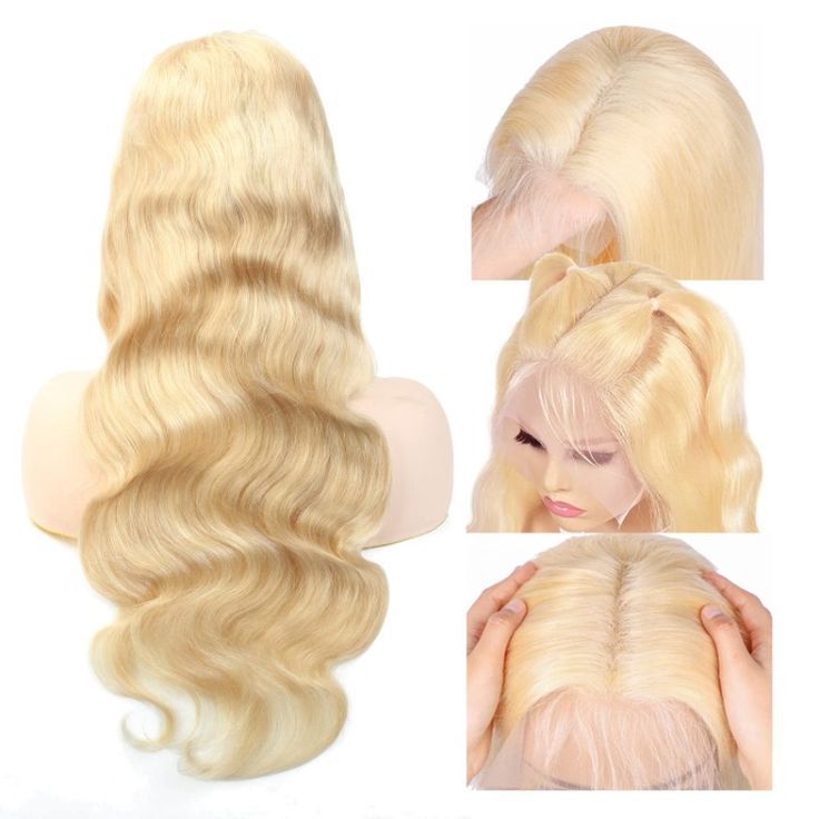 真人发头套613body  wave13*4 golden human hair wig金色大蕾丝