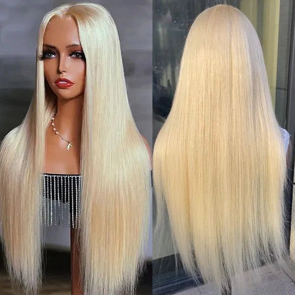 13*4 613 golden human hair wig 许昌白金色现货