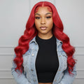 13*4 frontal lace red straight wig