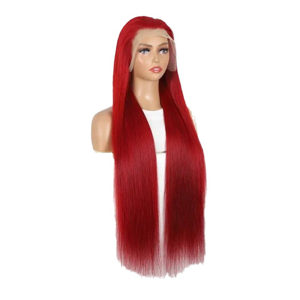 13*4 frontal lace red straight wig