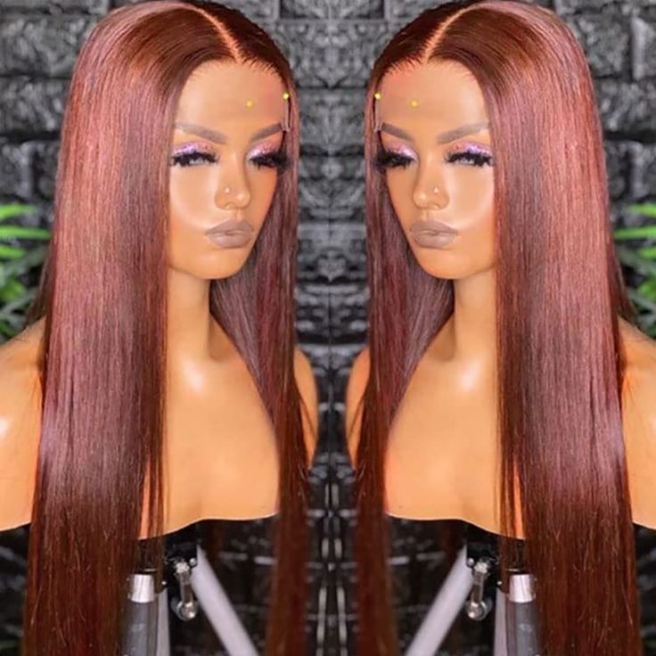 Red brown 33#color huamn hair wig 13*4HD Transparent lace