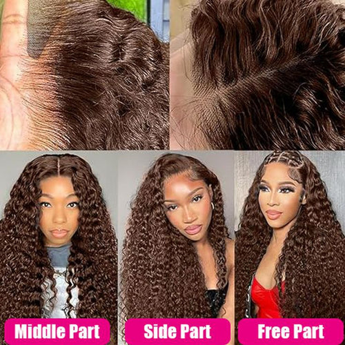 13*4 HD  lace Hot chocolate brown color human hair wig trans
