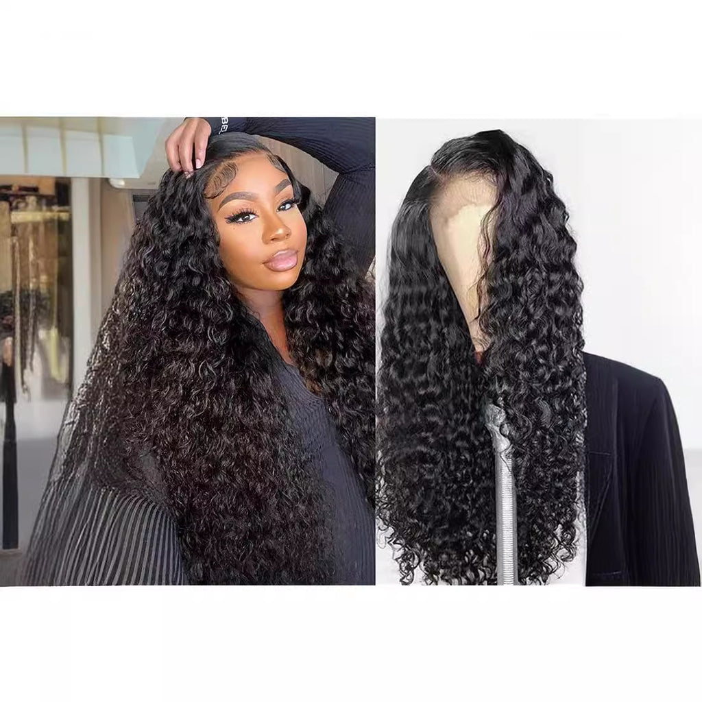 Transparent lace water wave human hair wig欧美真人假发许昌