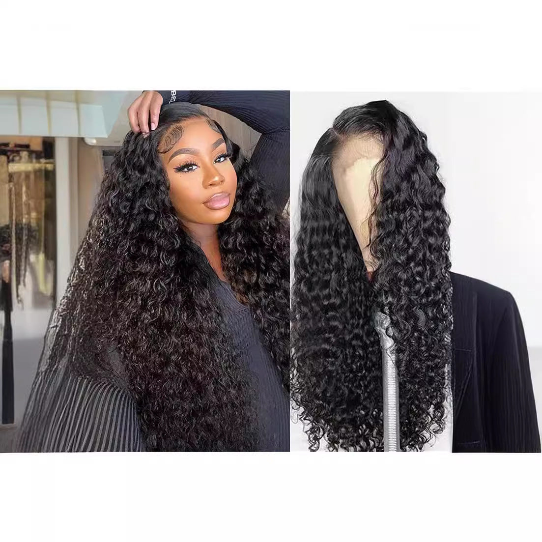 Transparent lace water wave human hair wig欧美真人假发许昌