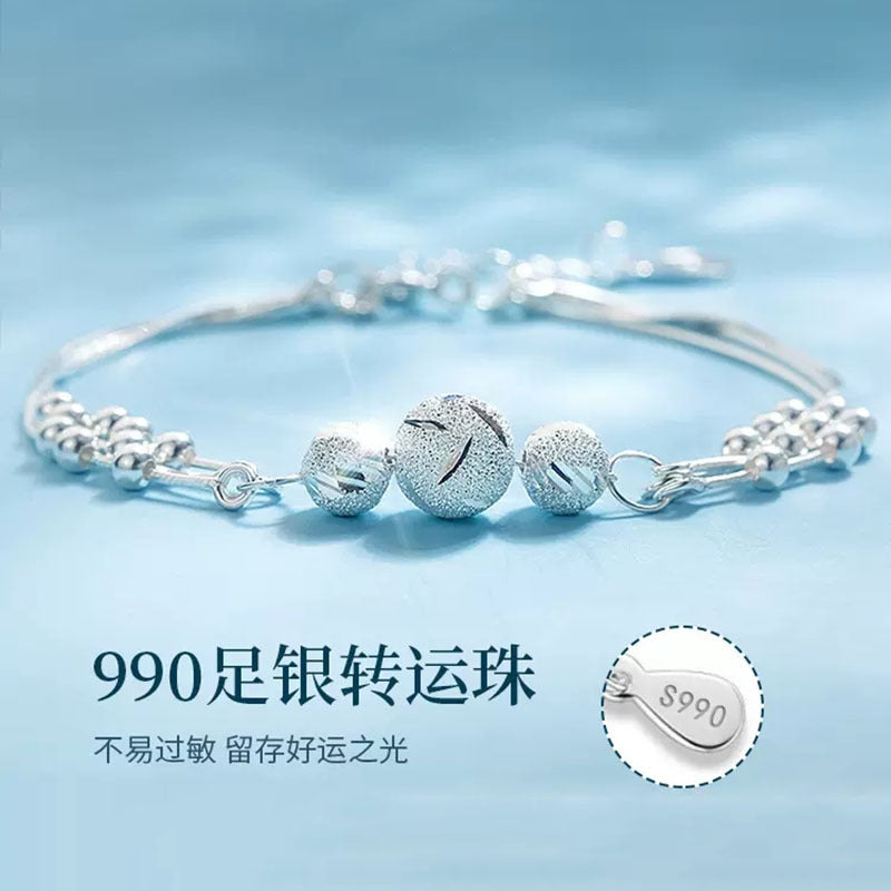Three Lives Three Worlds Multi-Layer Bracelet for Women S990 Sterling Silver Popular Accessible Luxury Niche Design High-End Hand Jewelry New Trend