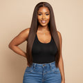 Transparent lace brown color human hair wig棕色真人发头套