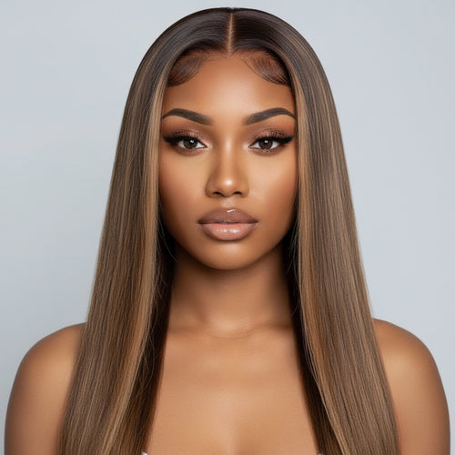 13*4 Hd transperstLace hightlight omber P4/27 Human hair wig