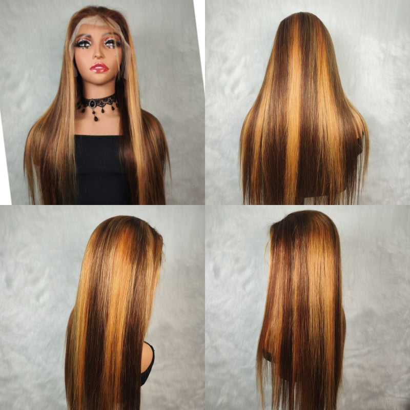 13*4 Hd transperstLace hightlight omber P4/27 Human hair wig