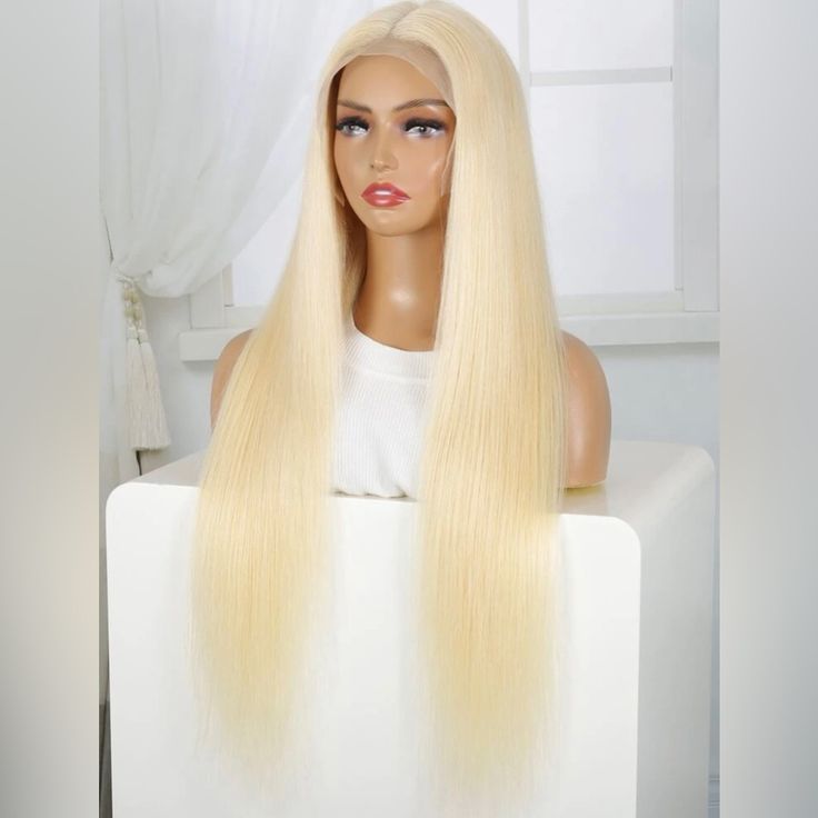 13*4 613 golden human hair wig 许昌白金色现货