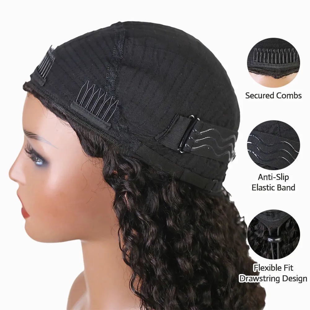 Machine half wig 3N1 Burmese curly 机制半头套缅甸曲三合一