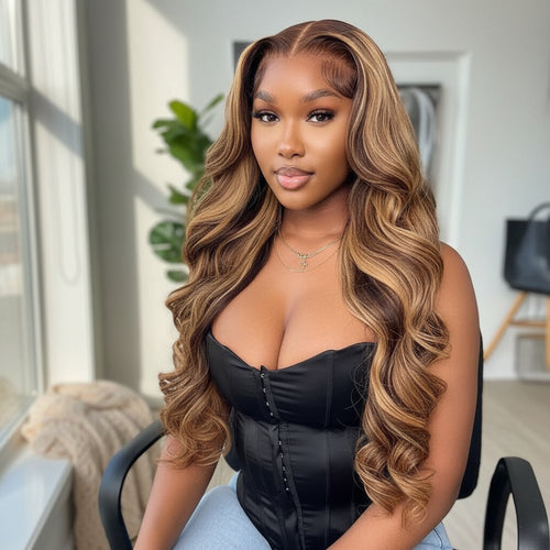 13*4HD transpat Omber highlight P4/27 color huamn hair wig
