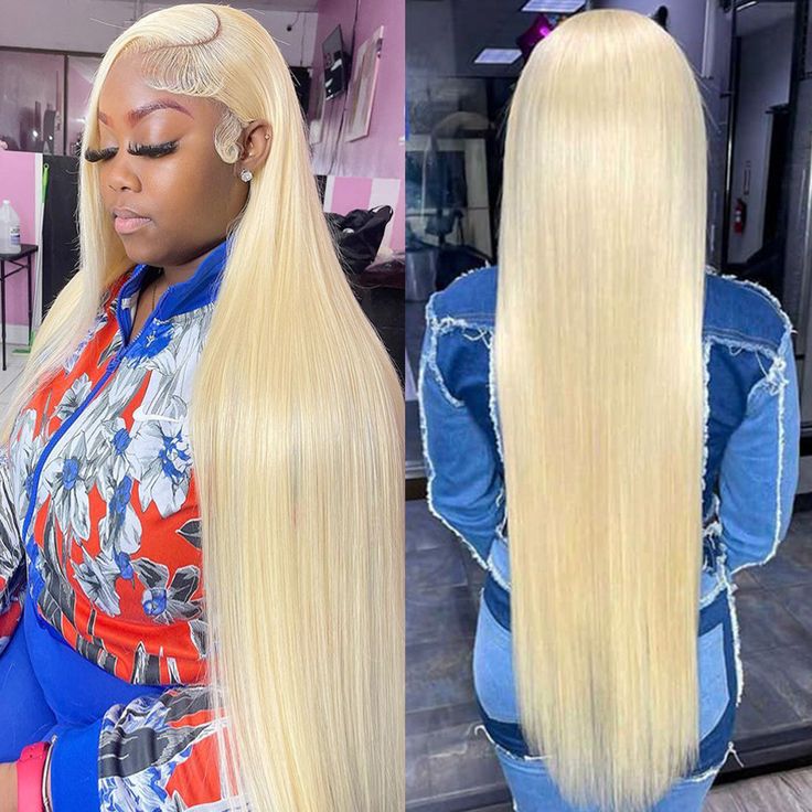 613# Blonde  Human Hair Wigs 13*4 big HD frontal transparent