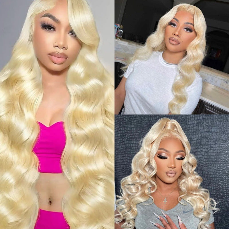 真人发头套613body  wave13*4 golden human hair wig金色大蕾丝