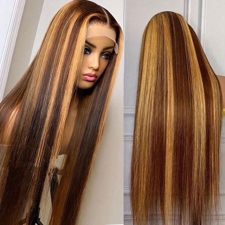 13*4 Hd transperstLace hightlight omber P4/27 Human hair wig