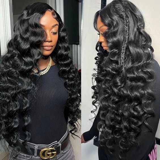 HD transparent lace Loose deep wave human hair wig欧美现货