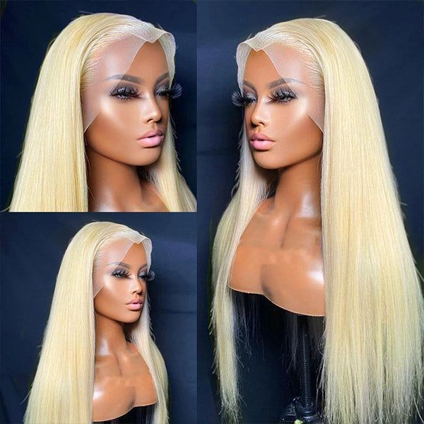 13*4 613 golden human hair wig 许昌白金色现货