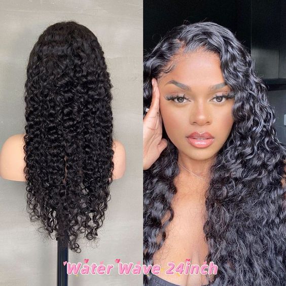 Human hair  lace frontal wig water wave wigs  真人发头套