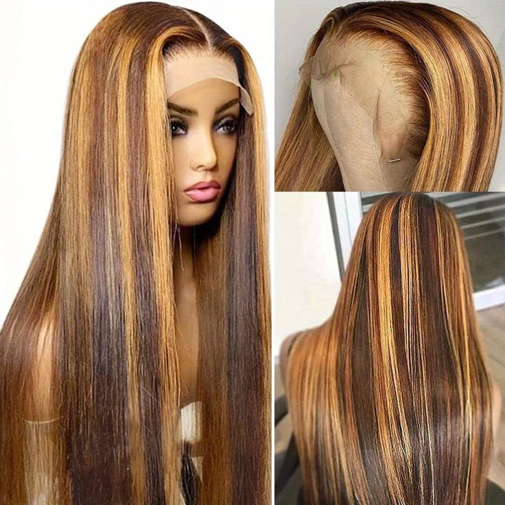 13*4 Hd transperstLace hightlight omber P4/27 Human hair wig