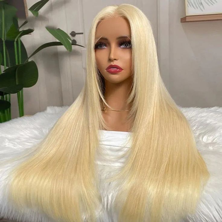 13*4 613 golden human hair wig 许昌白金色现货
