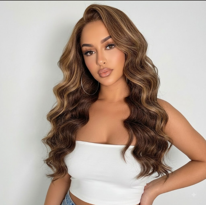 P4/30 Highlight Loose Curly Human Hair Wig – Long & Voluminous