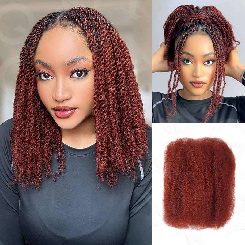 QVR Mix #1B/Purple Color Afro Kinky Bulk Human Hair For Braiding Dreadlock Hair