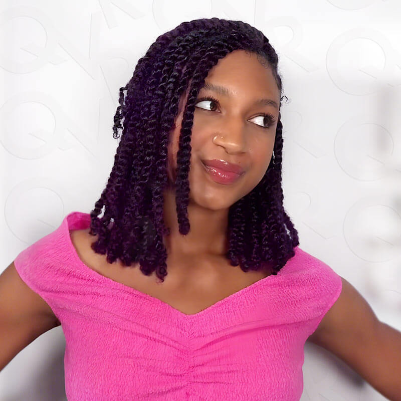 QVR Mix #1B/Purple Color Afro Kinky Bulk Human Hair For Braiding Dreadlock Hair