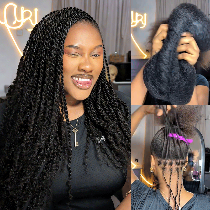 Type 4C Afro Kinky Bulk Braiding Human Hair Extensions For Black Women